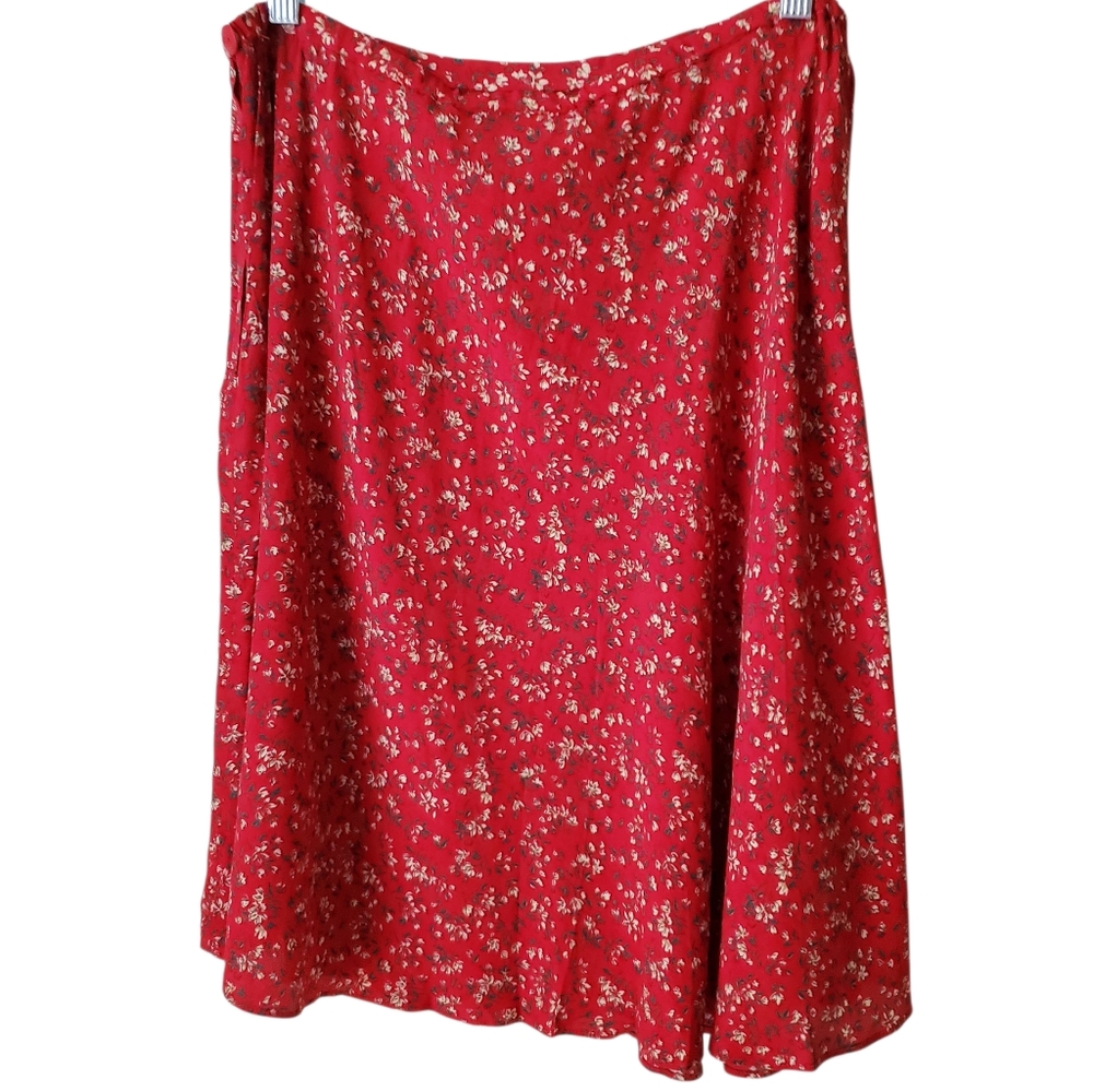 Vintage Campaigne Internationsl Express Red Floral Print Skirt